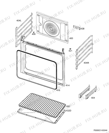 Взрыв-схема плиты (духовки) Aeg BEK435111M - Схема узла Oven